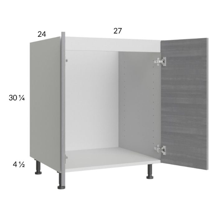 RTA Euro Grey 27" Full Height Door Sink Base Cabinet with 1 Finished End Panel