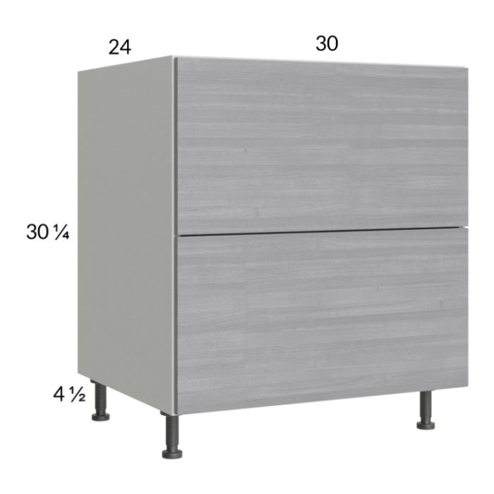 RTA Euro Grey 30" 2-Drawer Base Cabinet with 1 Inner Drawer