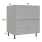 RTA Euro Grey 30" 2-Drawer Base Cabinet with 1 Inner Drawer and 1 Finished End Panel