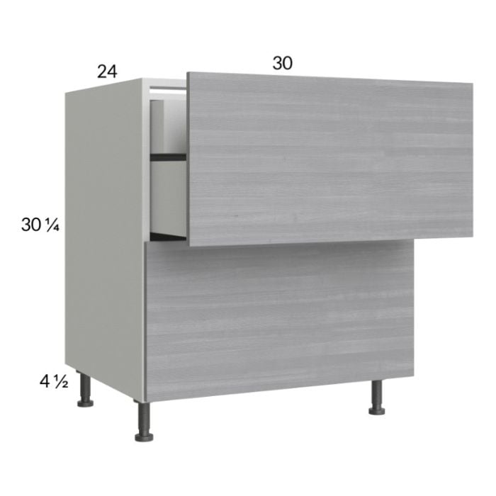 RTA Euro Grey 30" 2-Drawer Base Cabinet with 1 Inner Drawer and 1 Finished End Panel