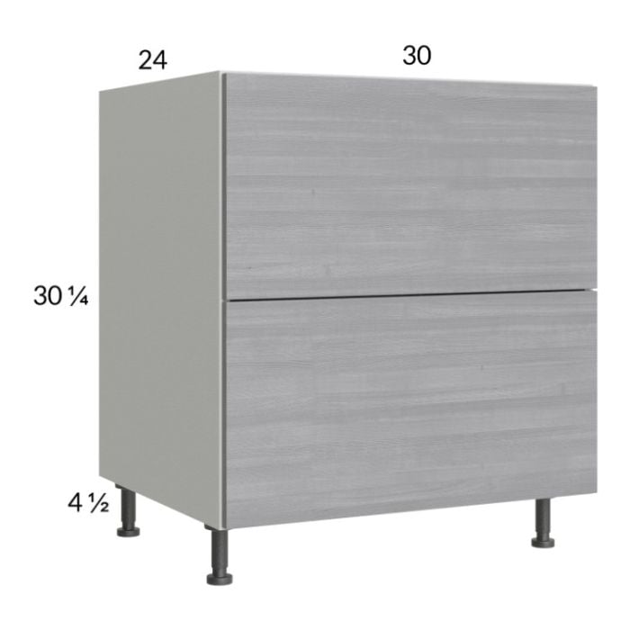RTA Euro Grey 30" 2-Drawer Base Cabinet with 1 Inner Drawer and 2 Finished End Panels