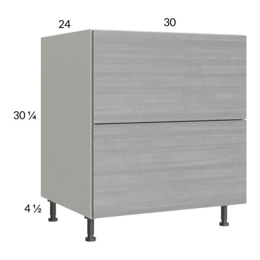 RTA Euro Grey 30" 2-Drawer Base Cabinet with 2 Finished End Panels