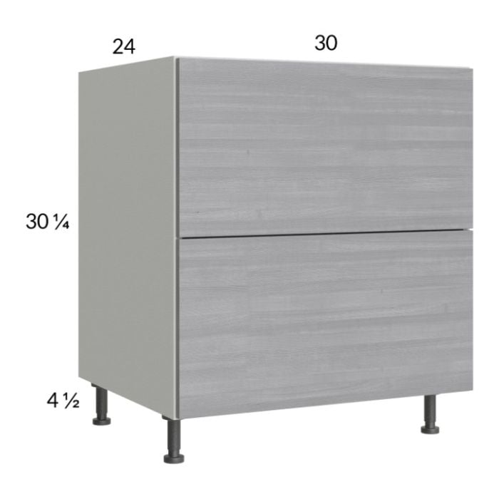 RTA Euro Grey 30" 2-Drawer Base Cabinet