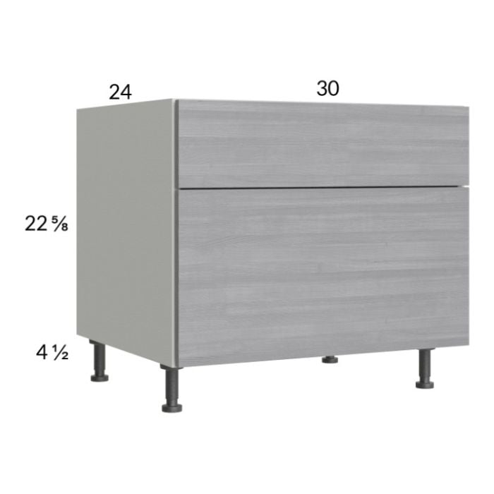 RTA Euro Grey 30" 2-Drawer Desk Base Cabinet with 1 Finished End Panel