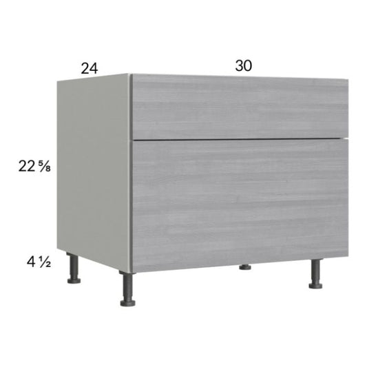 RTA Euro Grey 30" 2-Drawer Desk Base Cabinet with 1 Finished End Panel