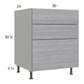 RTA Euro Grey 30" 2-Drawer Range Base Cabinet with 1 False Drawer Front and 1 Finished End Panel