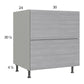 RTA Euro Grey 30" 2-Drawer Range Base Cabinet