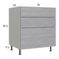RTA Euro Grey 30" 3-Drawer Base Cabinet with 2 Finished End Panels