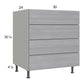 RTA Euro Grey 30" 3-Drawer Range Base Cabinet with 1 False Drawer Front and 2 Finished End Panels