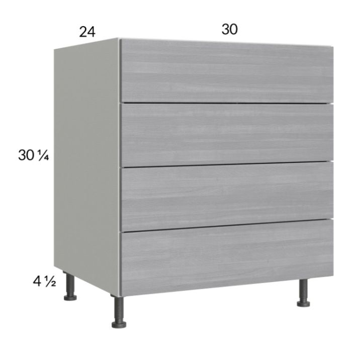 RTA Euro Grey 30" 4-Drawer Base Cabinet