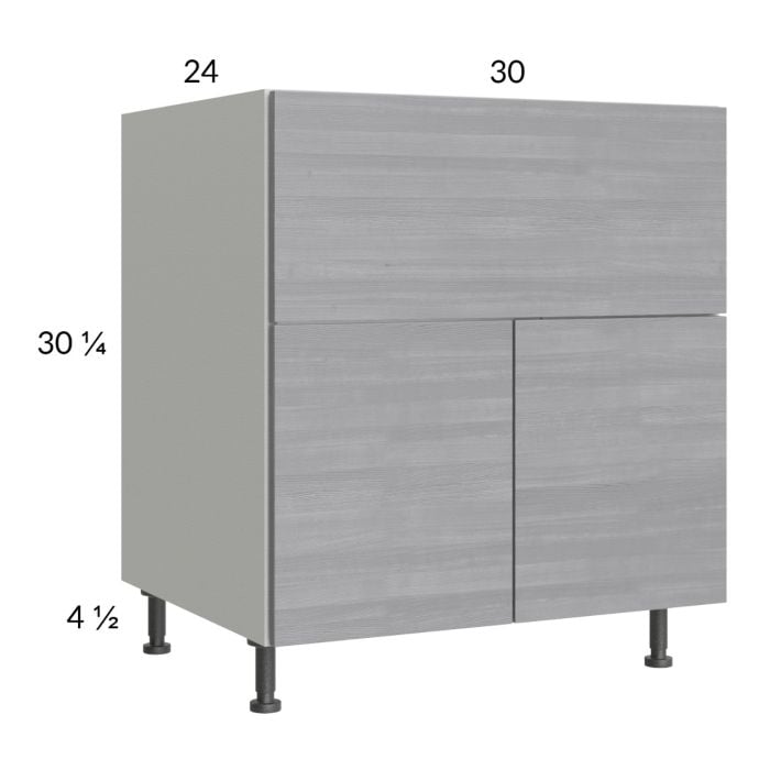 RTA Euro Grey 30” Farm Sink Base Cabinet with 2 Finished End Panels