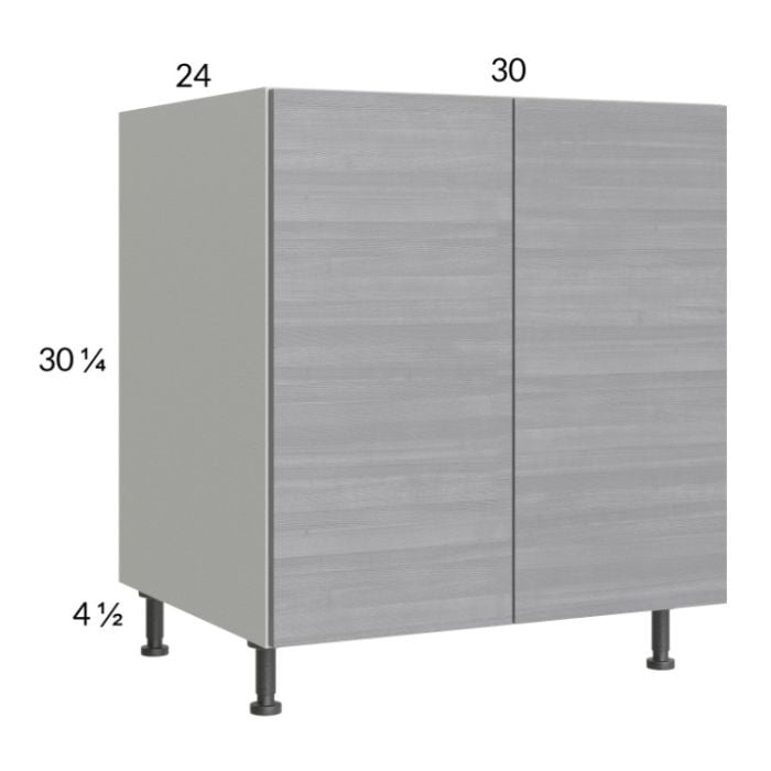 RTA Euro Grey 30" Full Height Door Sink Base Cabinet with 1 Finished End Panel