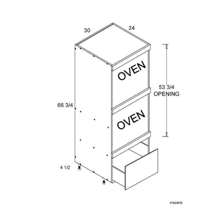 RTA Euro Grey 30" x 71-1/4" Double Oven Cabinet with 1 Drawer and 2 Finished End Panels