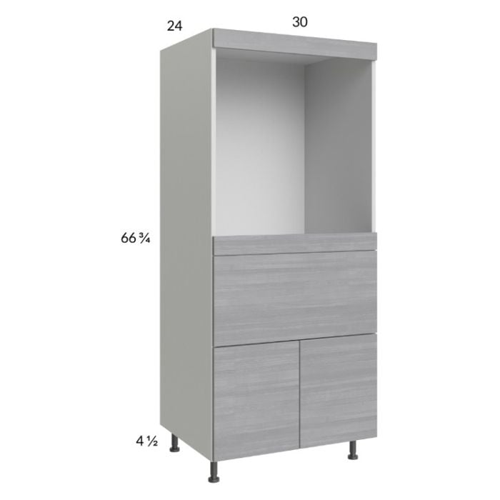 RTA Euro Grey 30" x 71-1/4" Single Oven Cabinet with 1 Drawer, 2 Doors and 1 Finished End Panel
