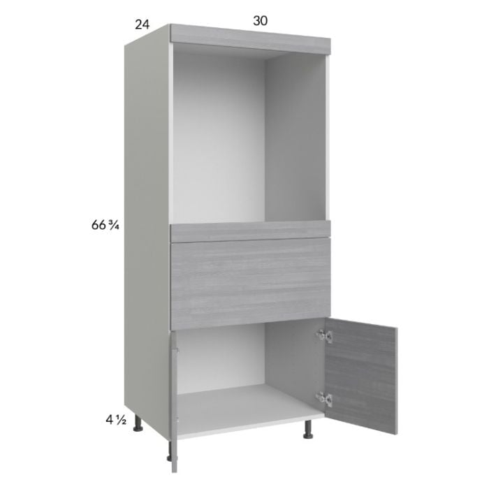 RTA Euro Grey 30" x 71-1/4" Single Oven Cabinet with 1 Drawer, 2 Doors and 1 Finished End Panel
