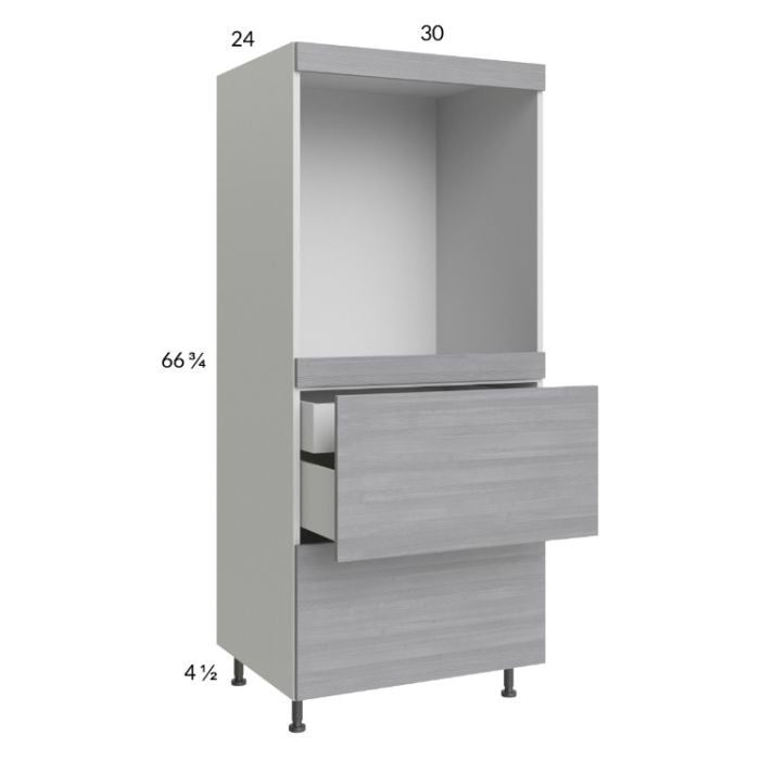 RTA Euro Grey 30" x 71-1/4" Single Oven Cabinet with 2 Drawers and 1 Inner Drawer