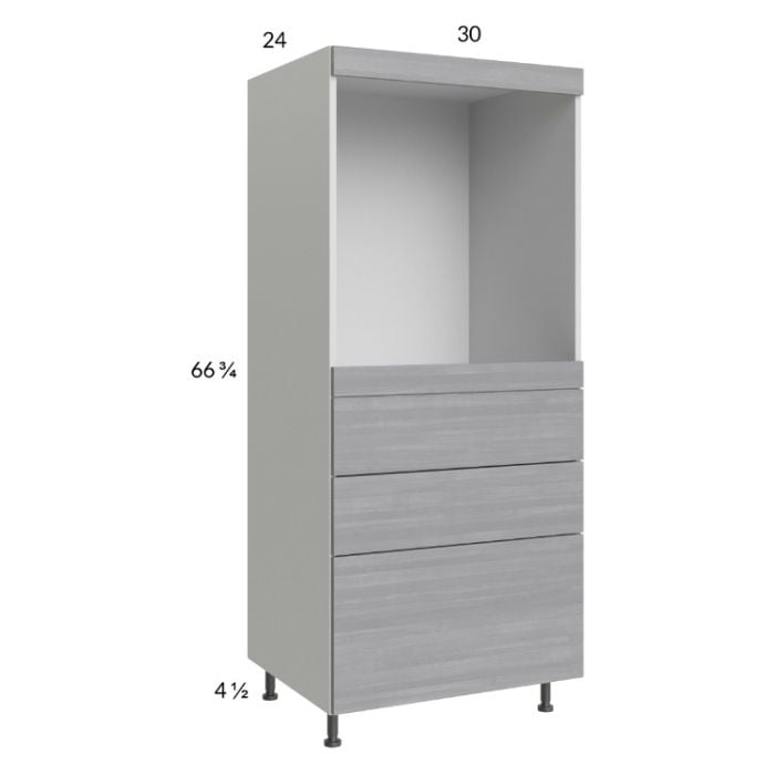RTA Euro Grey 30" x 71-1/4" Single Oven Cabinet with 3 Drawers and 1 Finished End Panel