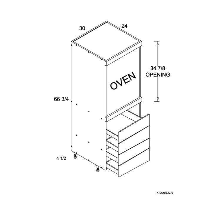 RTA Euro Grey 30" x 71-1/4" Single Oven Cabinet with 4 Drawers and 2 Finished End Panels
