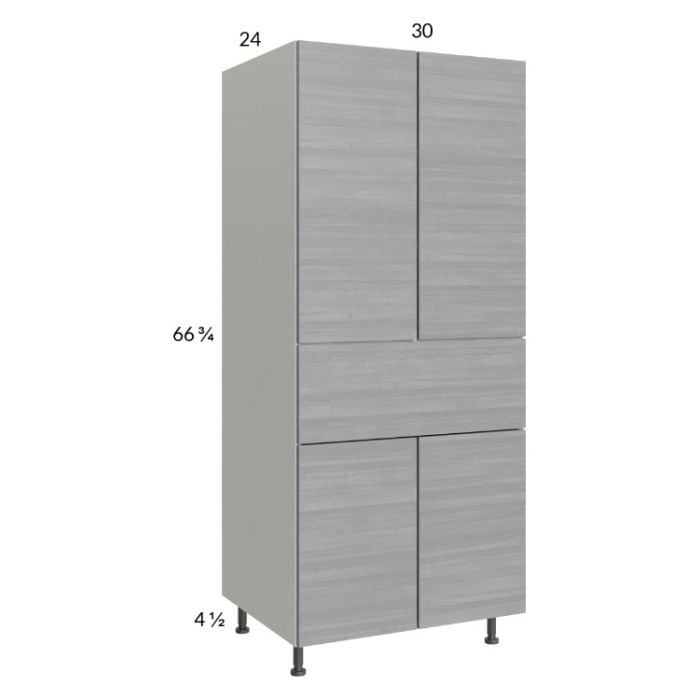RTA Euro Grey 30" x 71-1/4" Utility Cabinet with 2 Doors, 1 Drawer and 1 Finished End Panel