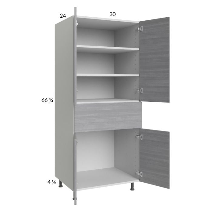 RTA Euro Grey 30" x 71-1/4" Utility Cabinet with 2 Doors, 1 Drawer and 1 Finished End Panel