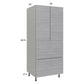RTA Euro Grey 30" x 71-1/4" Utility Cabinet with 2 Doors, 2 Drawers, 1 Inner Drawer, and 1 Finished End Panel