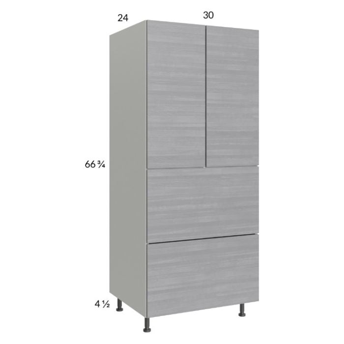 RTA Euro Grey 30" x 71-1/4" Utility Cabinet with 2 Doors, 2 Drawers and 1 Inner Drawer