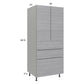 RTA Euro Grey 30" x 71-1/4" Utility Cabinet with 2 Doors, 3 Drawers and 1 Finished End Panel