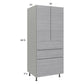 RTA Euro Grey 30" x 71-1/4" Utility Cabinet with 2 Doors, 3 Drawers and 2 Finished End Panels