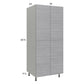 RTA Euro Grey 30" x 71-1/4" Utility Cabinet with 2 Doors and 1 Finished End Panel
