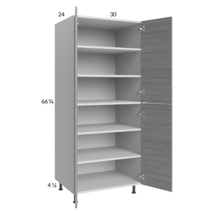 RTA Euro Grey 30" x 71-1/4" Utility Cabinet with 2 Doors and 1 Finished End Panel