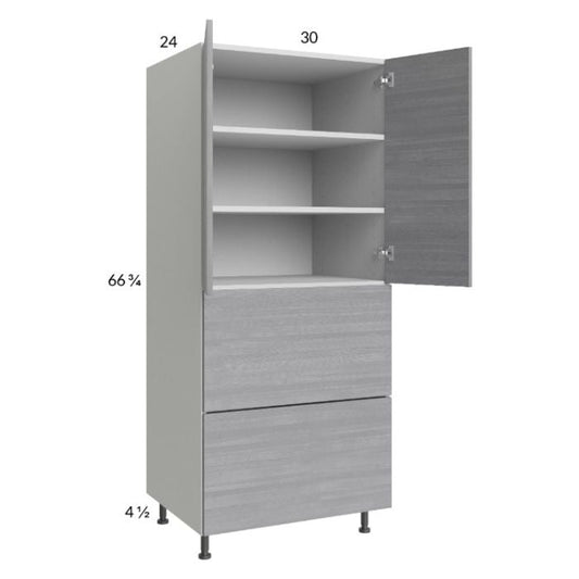 RTA Euro Grey 30" x 71-1/4" Utility Cabinet with 2 Doors and 2 Drawers