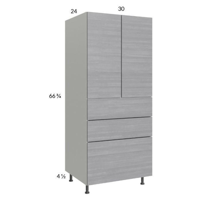 RTA Euro Grey 30" x 71-1/4" Utility Cabinet with 2 Doors and 3 Drawers