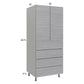 RTA Euro Grey 30" x 71-1/4" Utility Cabinet with 2 Doors and 4 Drawers