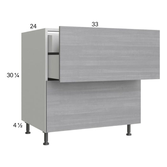 RTA Euro Grey 33" 2-Drawer Base Cabinet with 1 Inner Drawer and 1 Finished End Panel