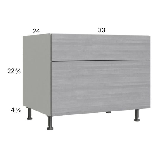 RTA Euro Grey 33" 2-Drawer Desk Base Cabinet with 1 Finished End Panel
