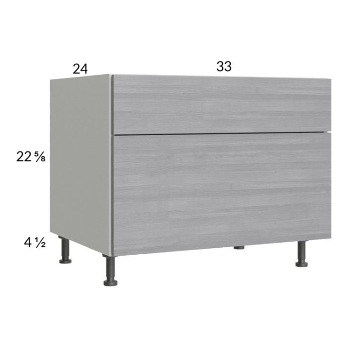RTA Euro Grey 33" 2-Drawer Desk Base Cabinet