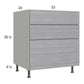 RTA Euro Grey 33" 2-Drawer Range Base Cabinet with 1 False Drawer Front