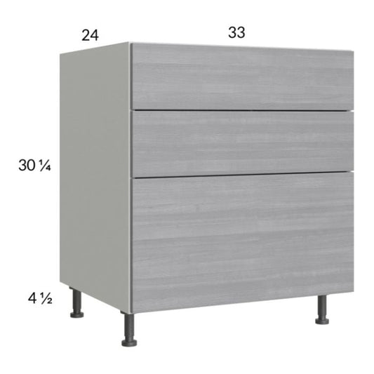 RTA Euro Grey 33" 2-Drawer Range Base Cabinet with 1 False Drawer Front