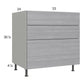 RTA Euro Grey 33" 3-Drawer Base Cabinet