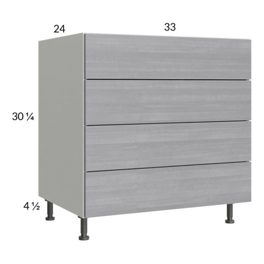 RTA Euro Grey 33" 4-Drawer Base Cabinet with 1 Finished End Panel