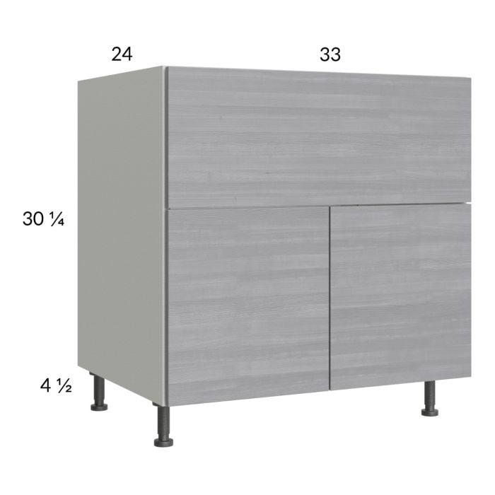 RTA Euro Grey 33” Farm Sink Base Cabinet with 1 Finished End Panel