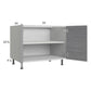 RTA Euro Grey 33" Full Height Door Desk Base Cabinet with 1 Finished End Panel