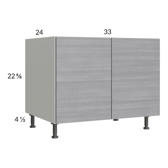RTA Euro Grey 33" Full Height Door Desk Base Cabinet with 2 Finished End Panels