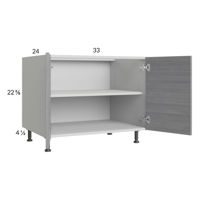 RTA Euro Grey 33" Full Height Door Desk Base Cabinet with 2 Finished End Panels