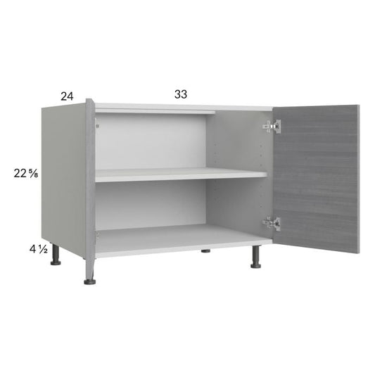 RTA Euro Grey 33" Full Height Door Desk Base Cabinet with 2 Finished End Panels