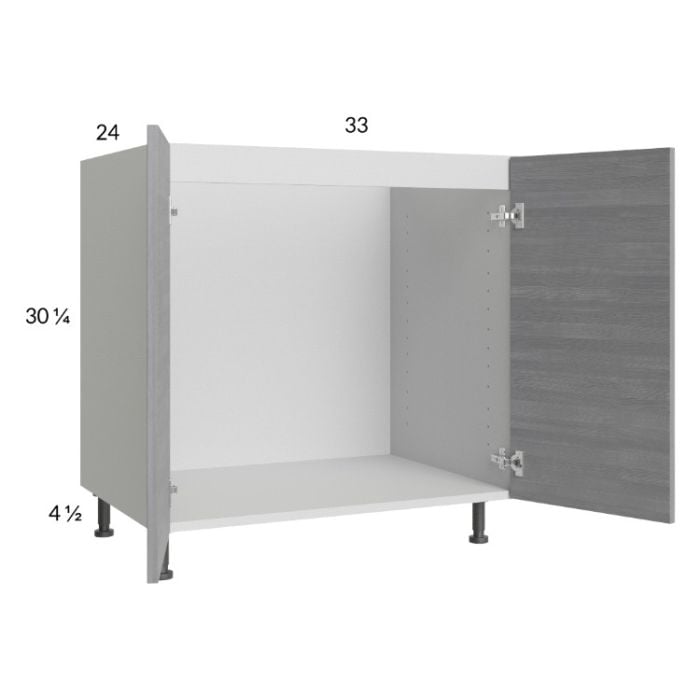 RTA Euro Grey 33" Full Height Door Sink Base Cabinet with 1 Finished End Panel