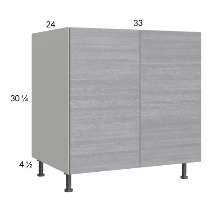 RTA Euro Grey 33" Full Height Door Sink Base Cabinet with 2 Finished End Panels