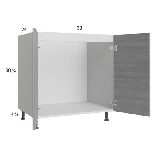 RTA Euro Grey 33" Full Height Door Sink Base Cabinet with 2 Finished End Panels