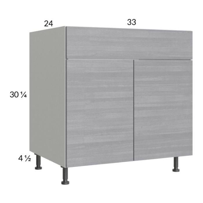RTA Euro Grey 33" Sink Base Cabinet with 1 Finished End Panel
