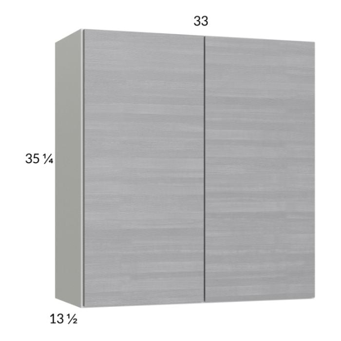 RTA Euro Grey 33" x 35-1/4" Wall Cabinet with 1 Finished End Panel